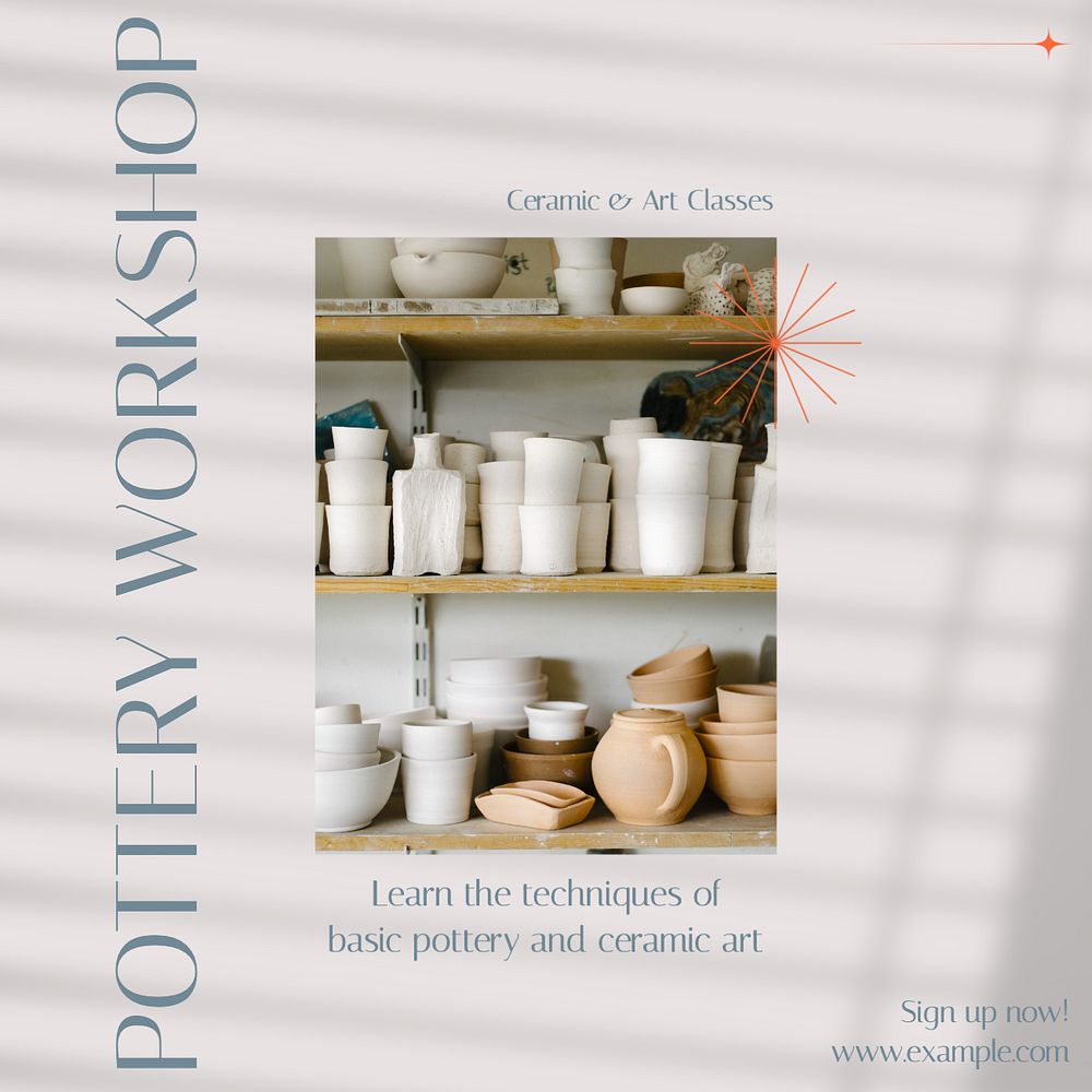 Pottery workshop Instagram post template, editable social media design