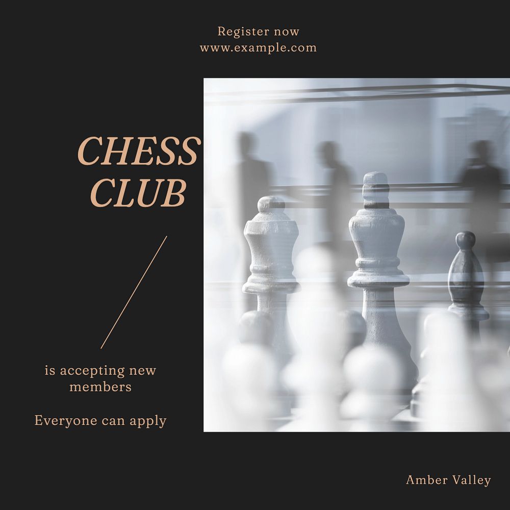 Chess club Instagram post template, editable social media design