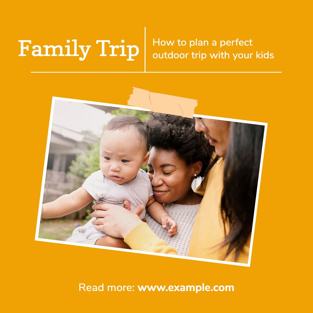 Family trip Instagram post template, editable design