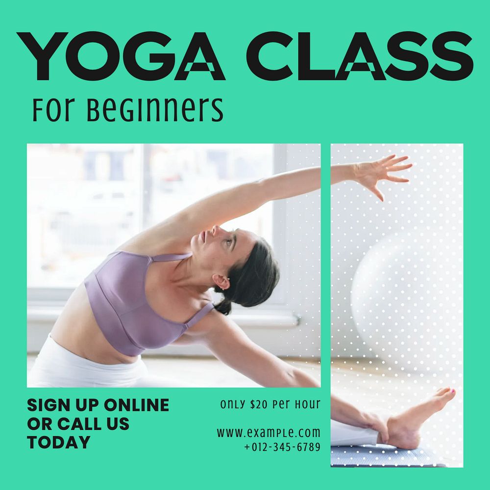 Yoga class Instagram post template, editable social media ad