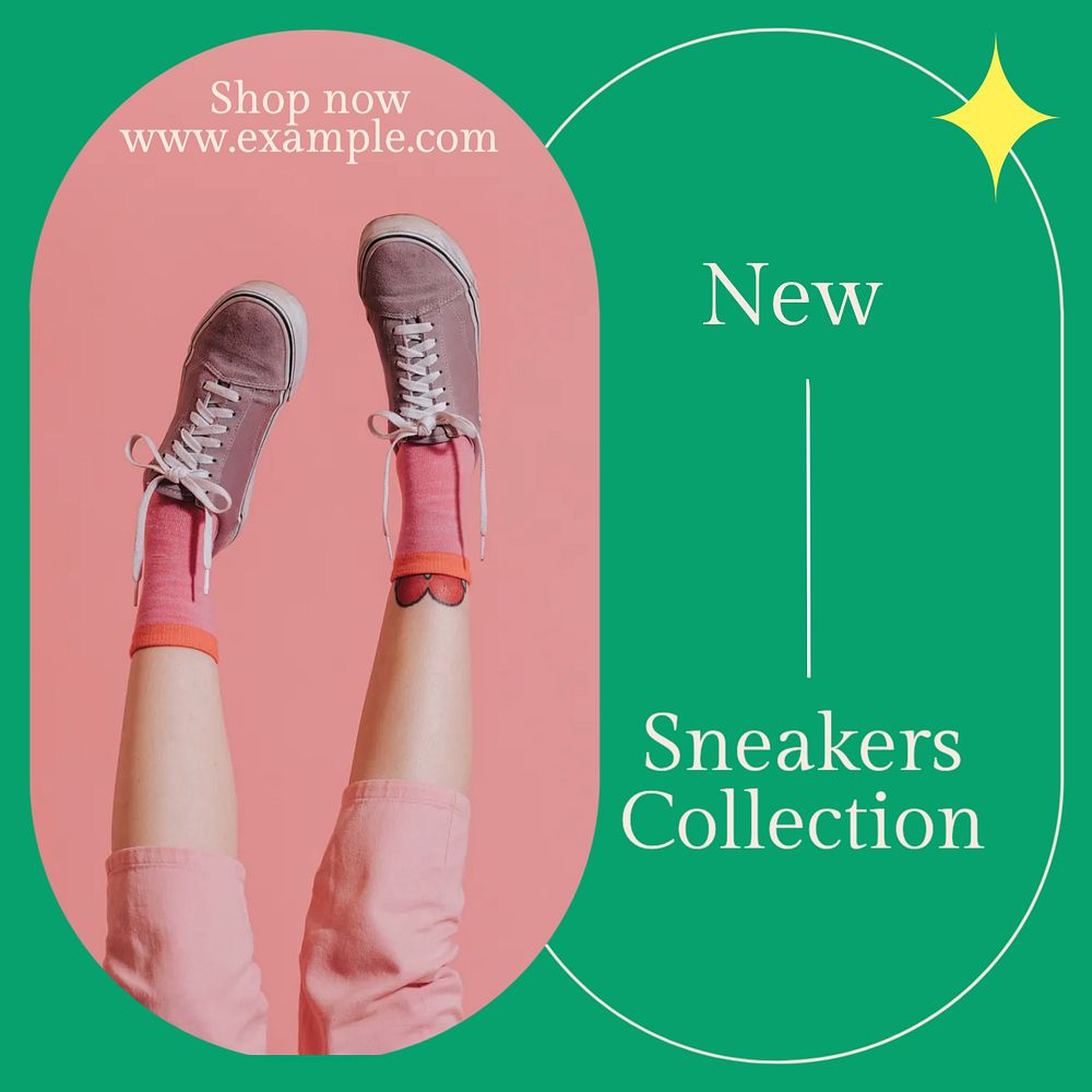 New sneakers collection Instagram post template, editable social media ad