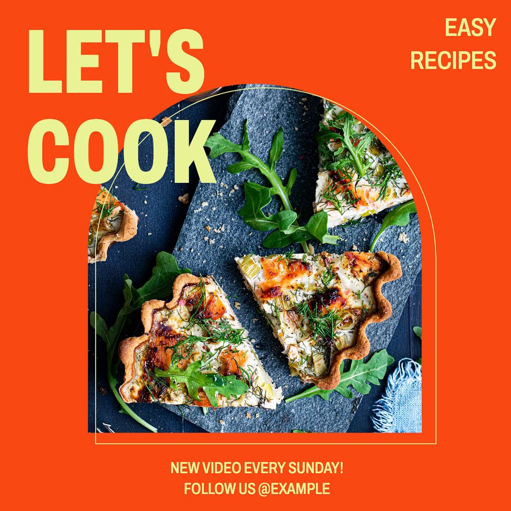 Let's cook Instagram post template, editable social media ad