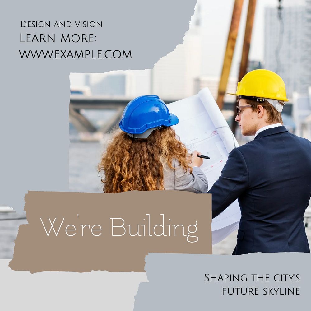 Construction site Instagram post template, editable social media ad