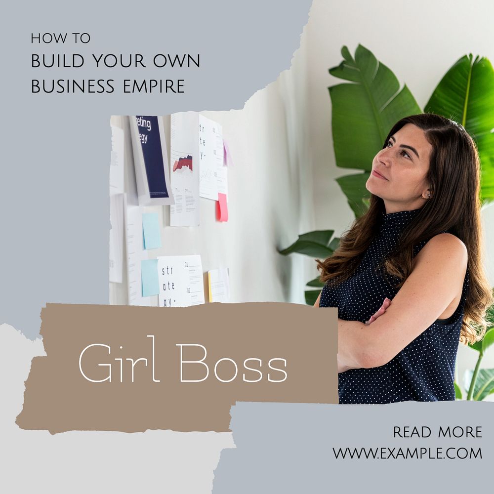 Girl boss Instagram post template, editable social media ad