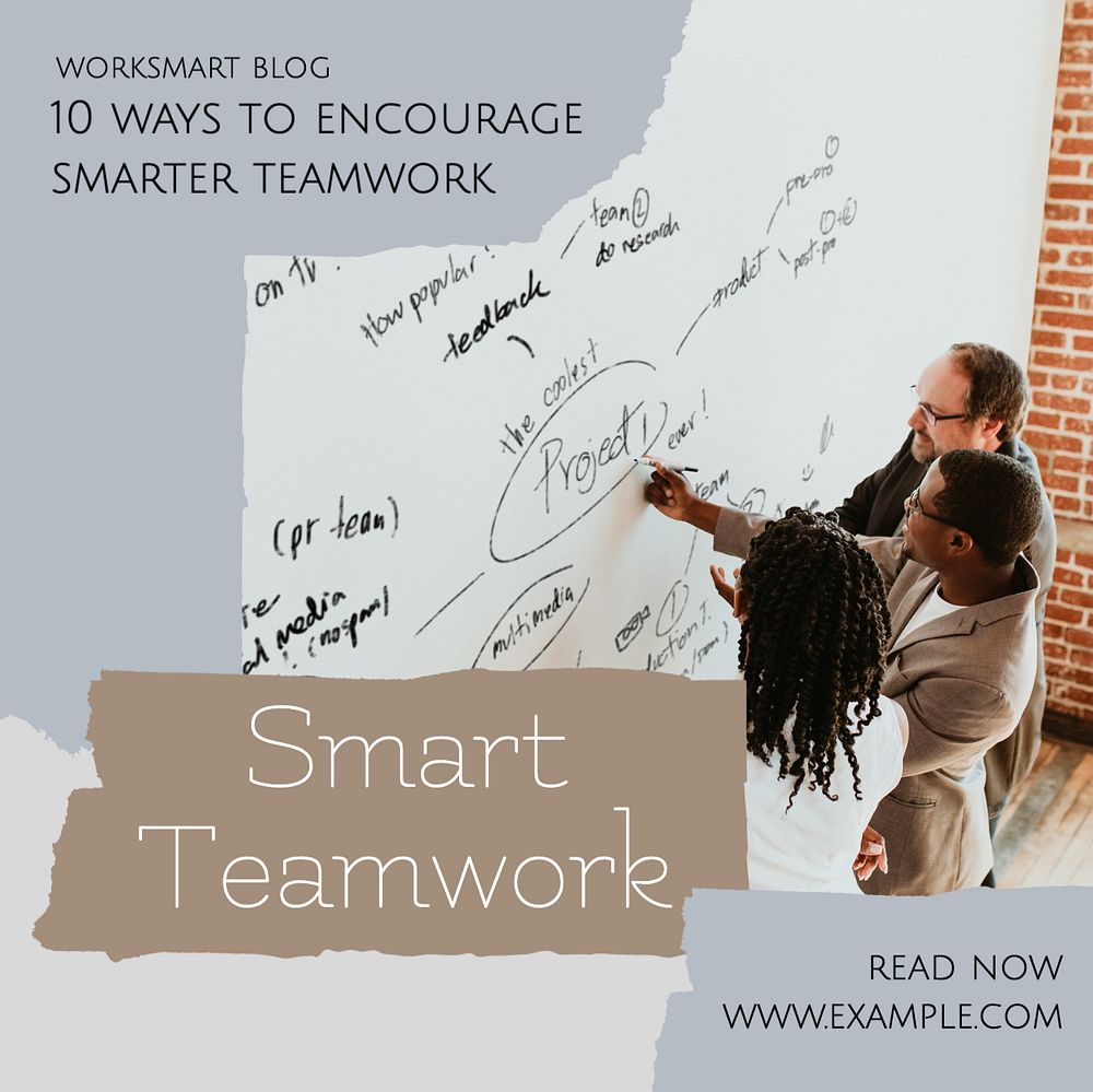 Smart teamwork social media template, editable design