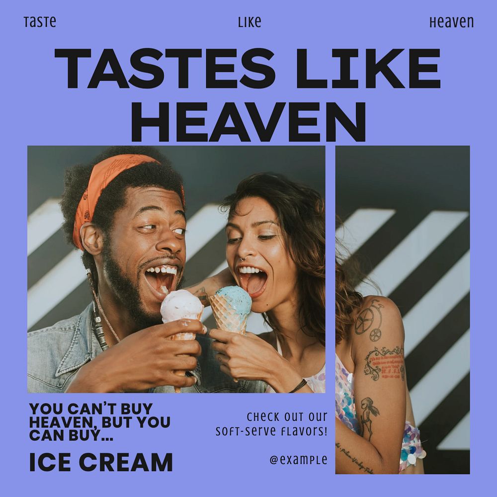 Ice-cream shop Instagram post template, editable design