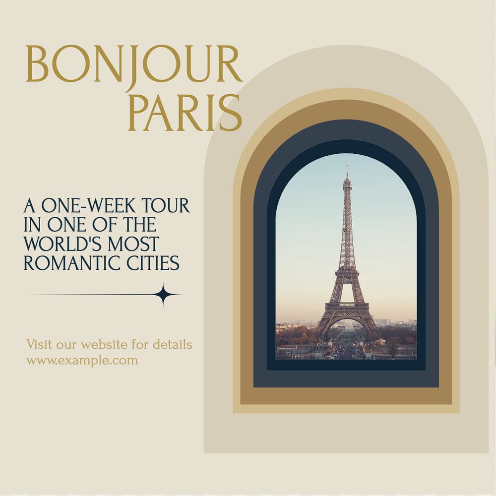 Bonjour paris Instagram post template, editable design