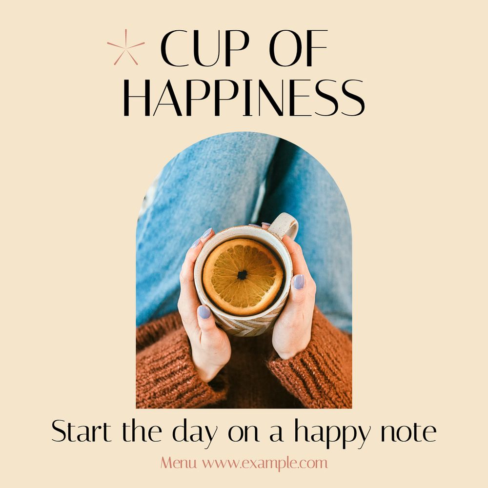 Cup of happiness Instagram post template, editable design