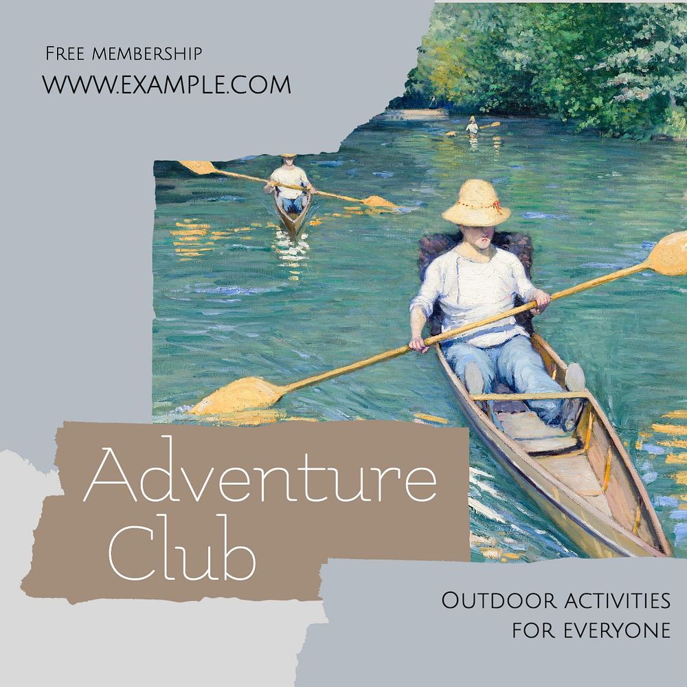 Adventure club Instagram post template, editable social media ad