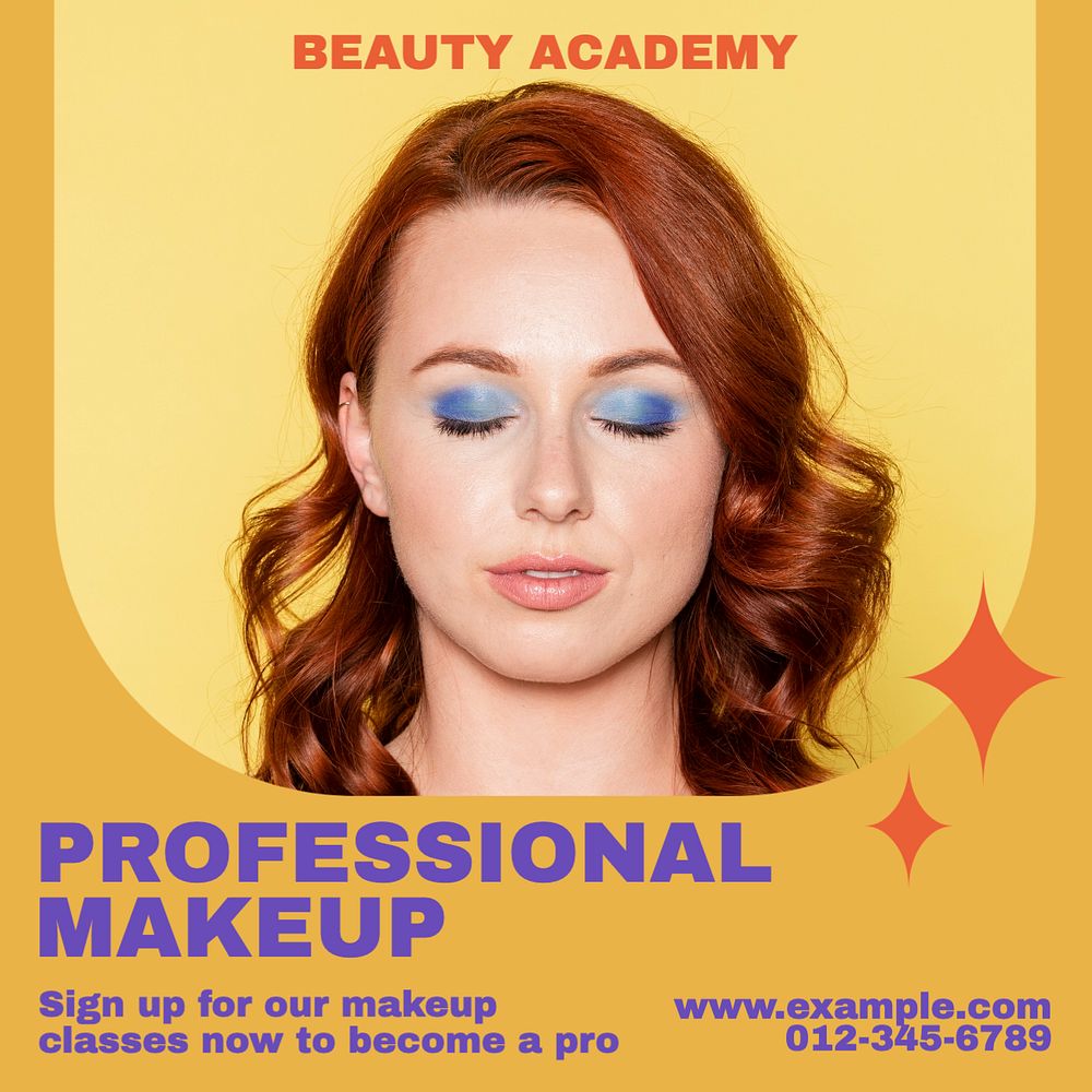 Professional makeup course Instagram post template, editable social media ad