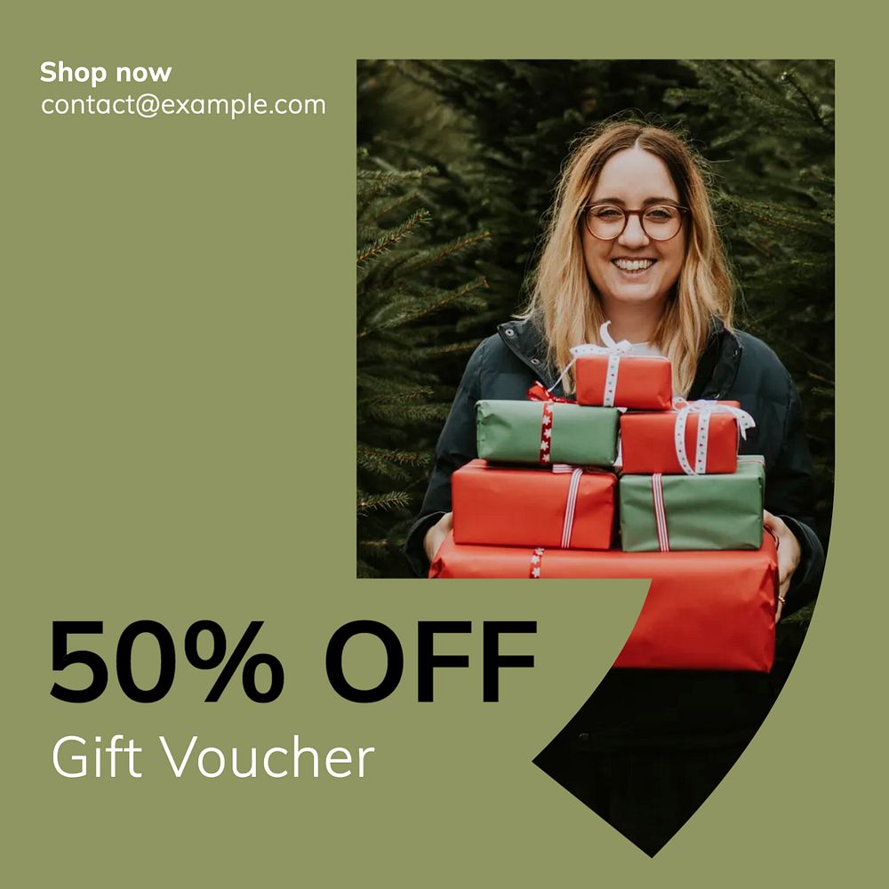 Gift voucher Instagram post template, editable social media ad