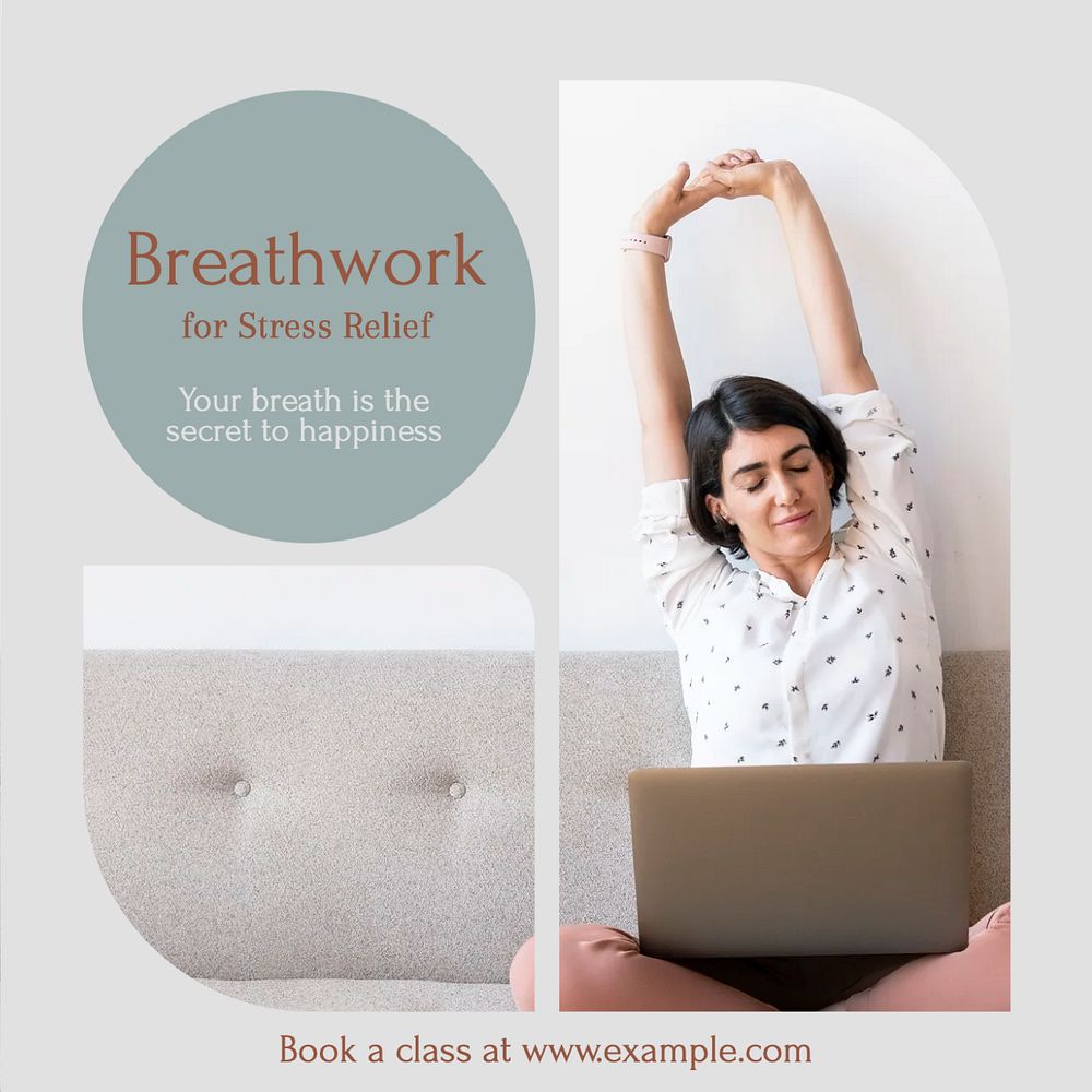 Breathwork Instagram post template, editable social media design