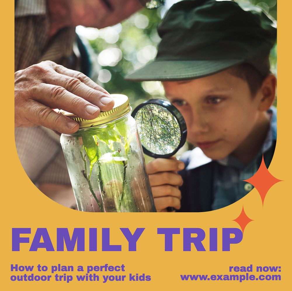 Family trip  Instagram post template, editable social media ad