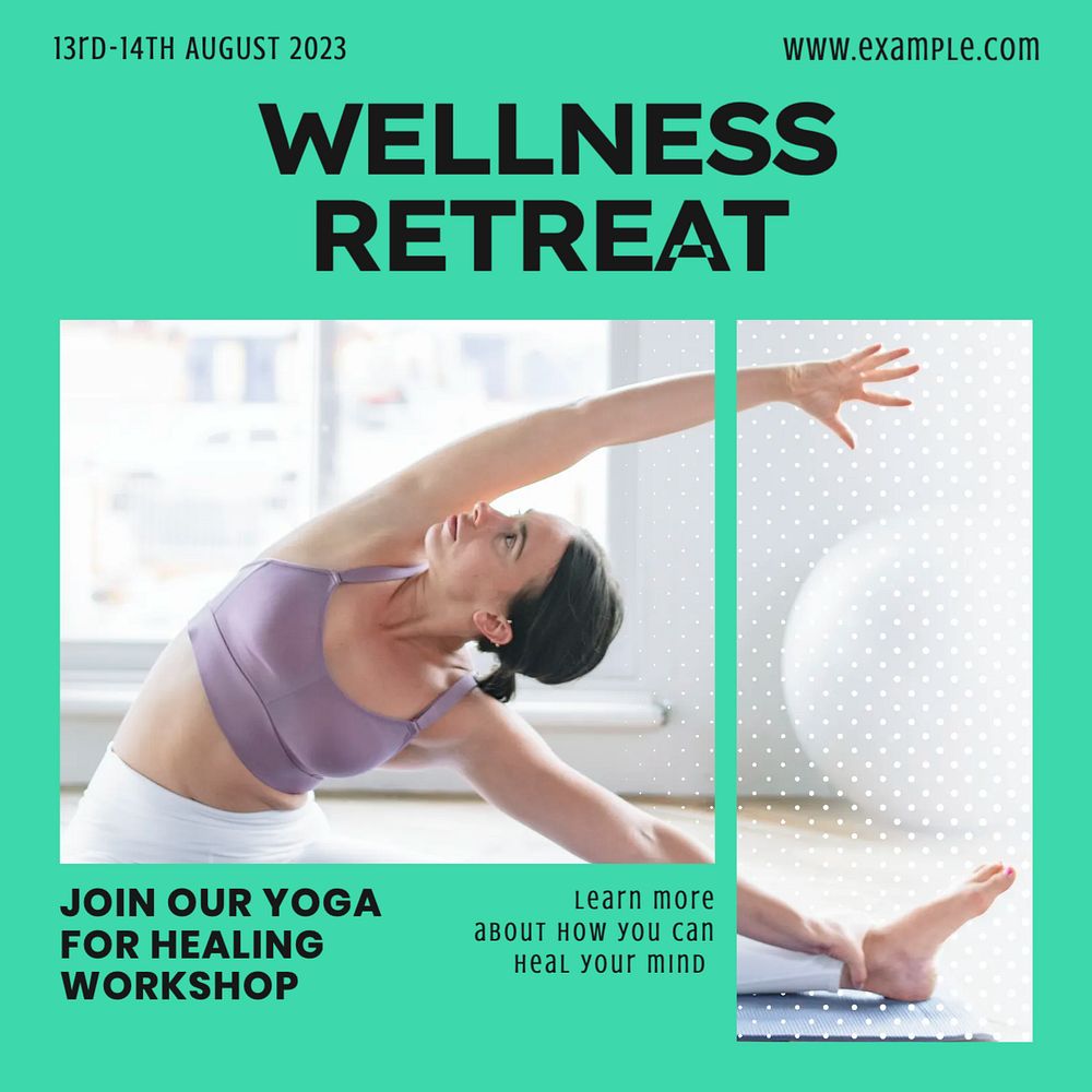 Wellness retreat Instagram post template, editable social media ad