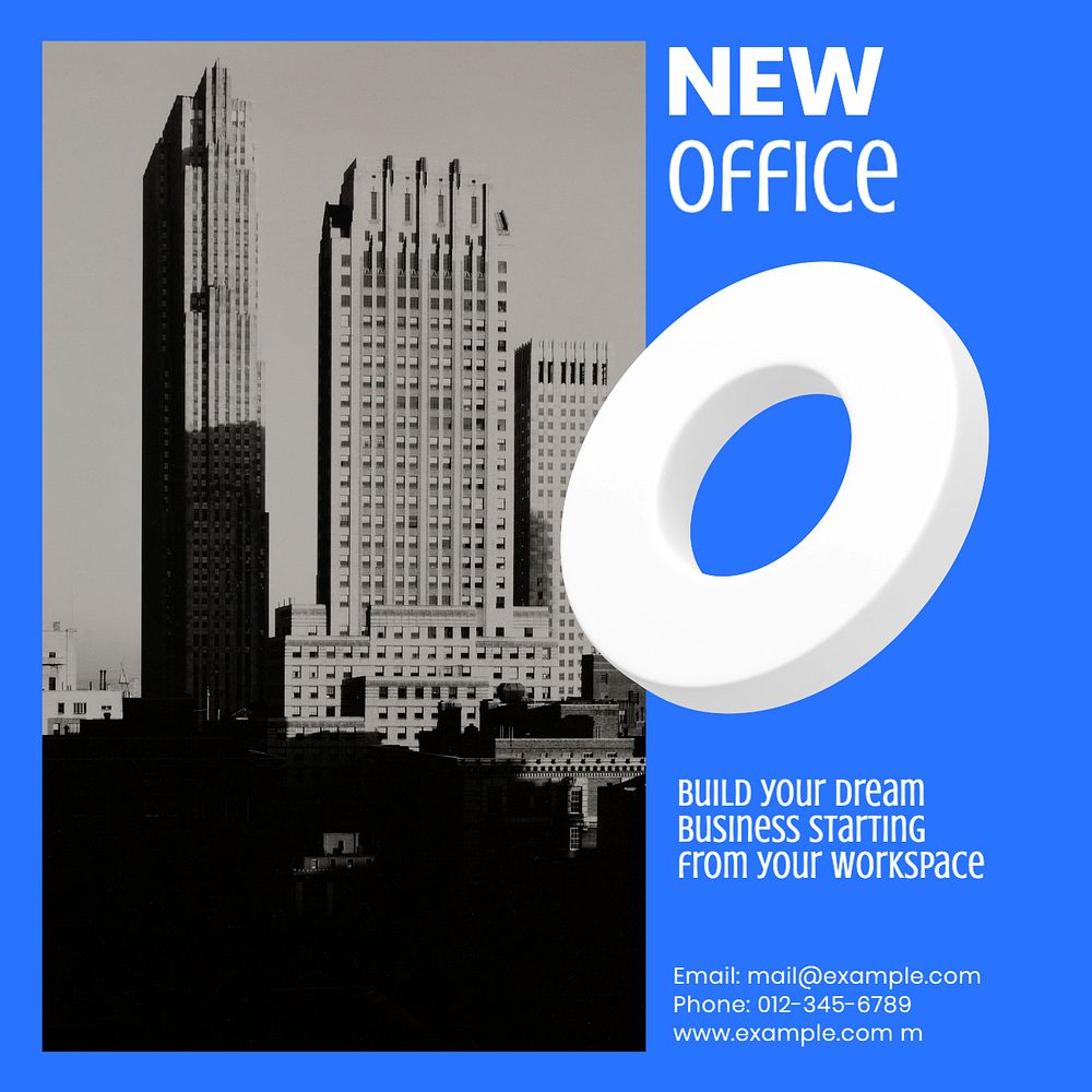 New office Instagram post template, editable social media ad