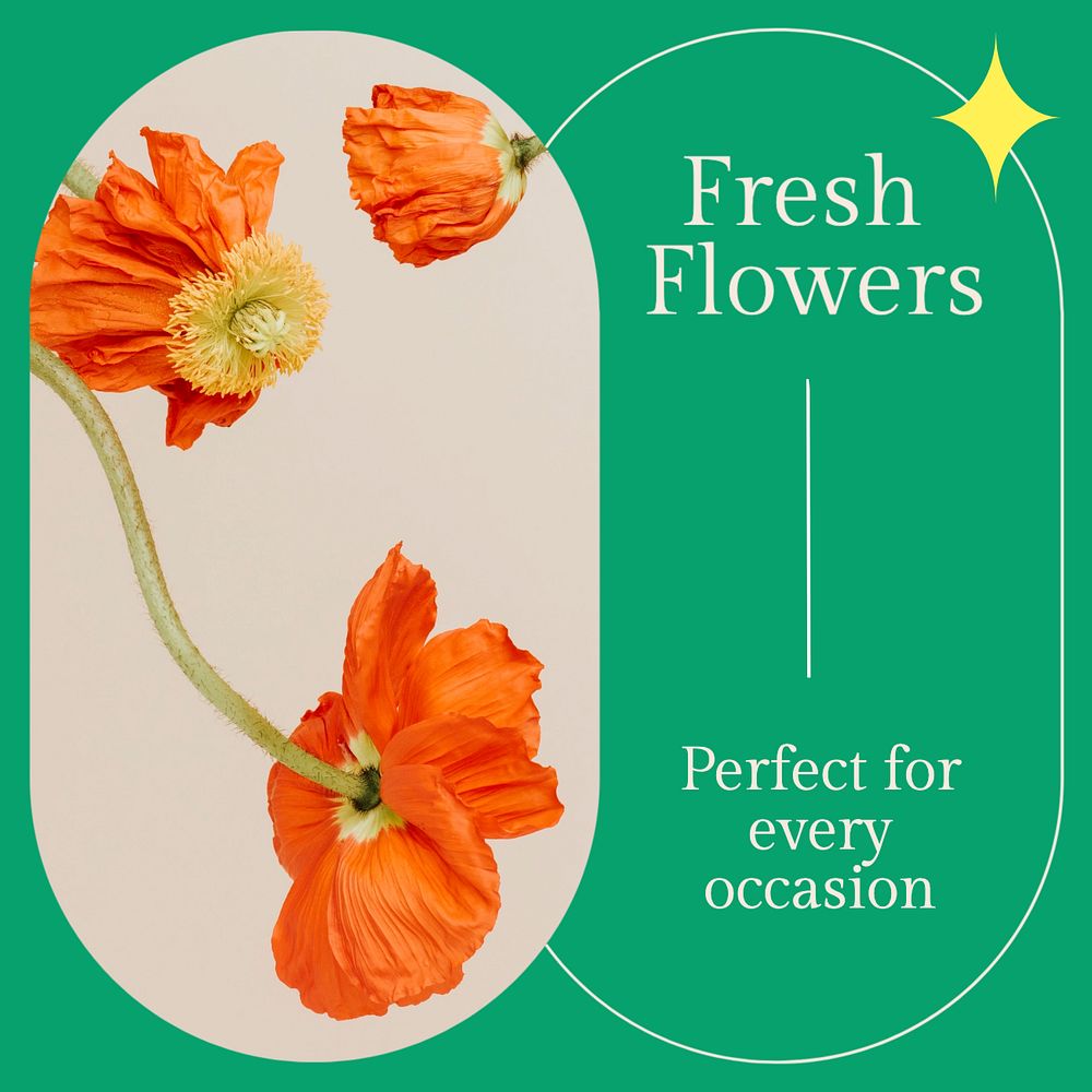 Fresh flowers Instagram post template, editable social media ad