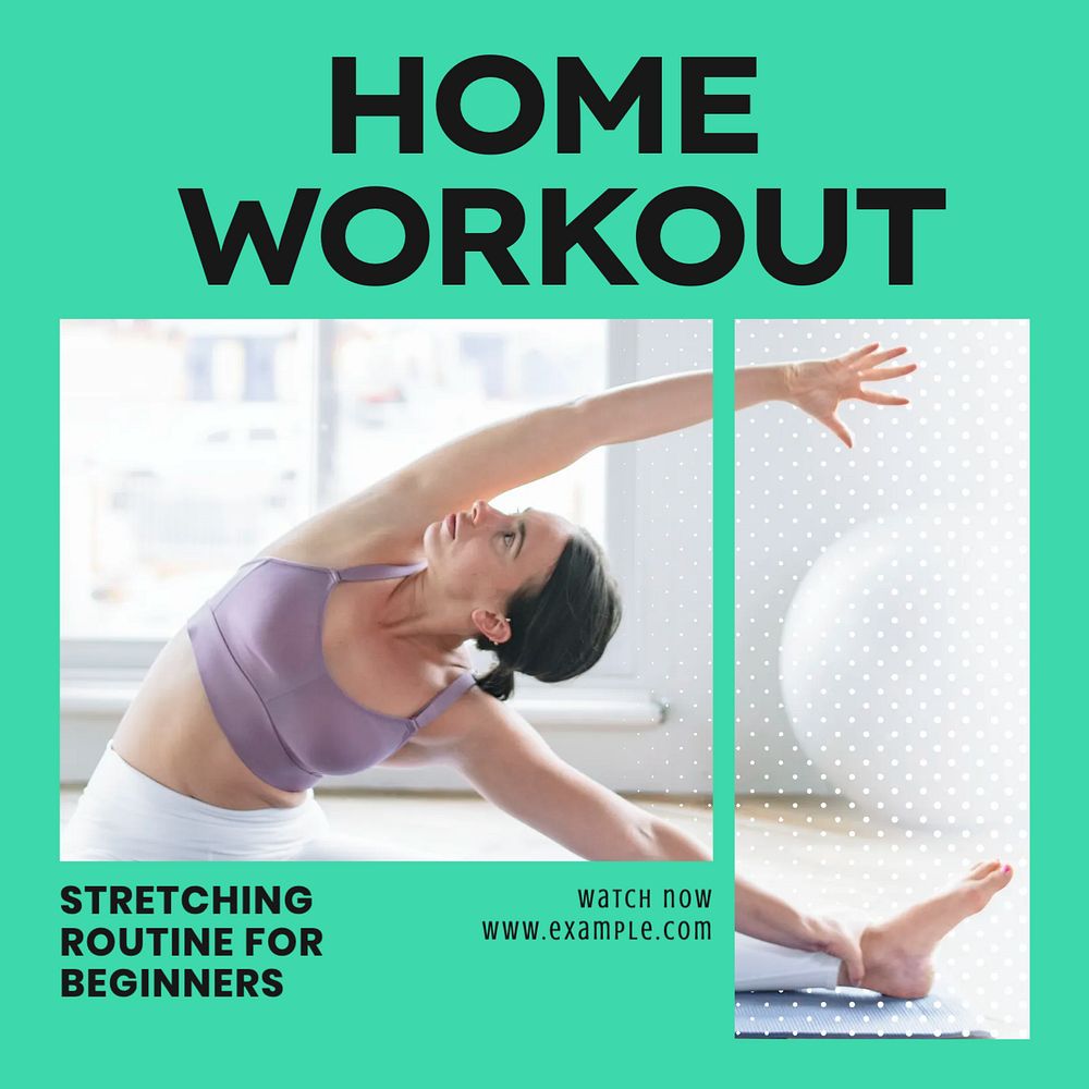 Home workout Instagram post template, editable social media ad