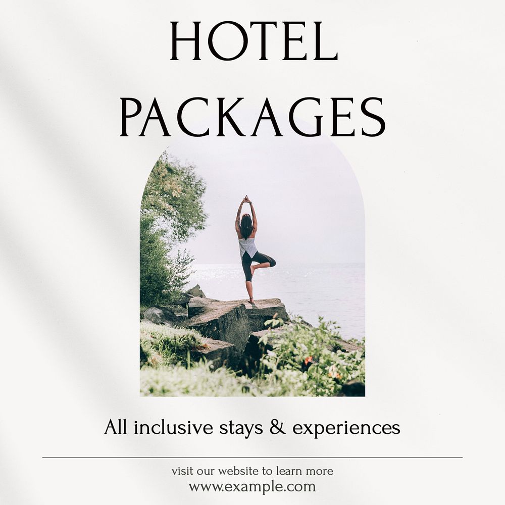 Hotel packages Instagram post template, editable social media ad