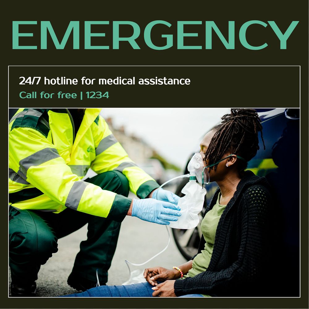 Medical emergency social media template, editable design