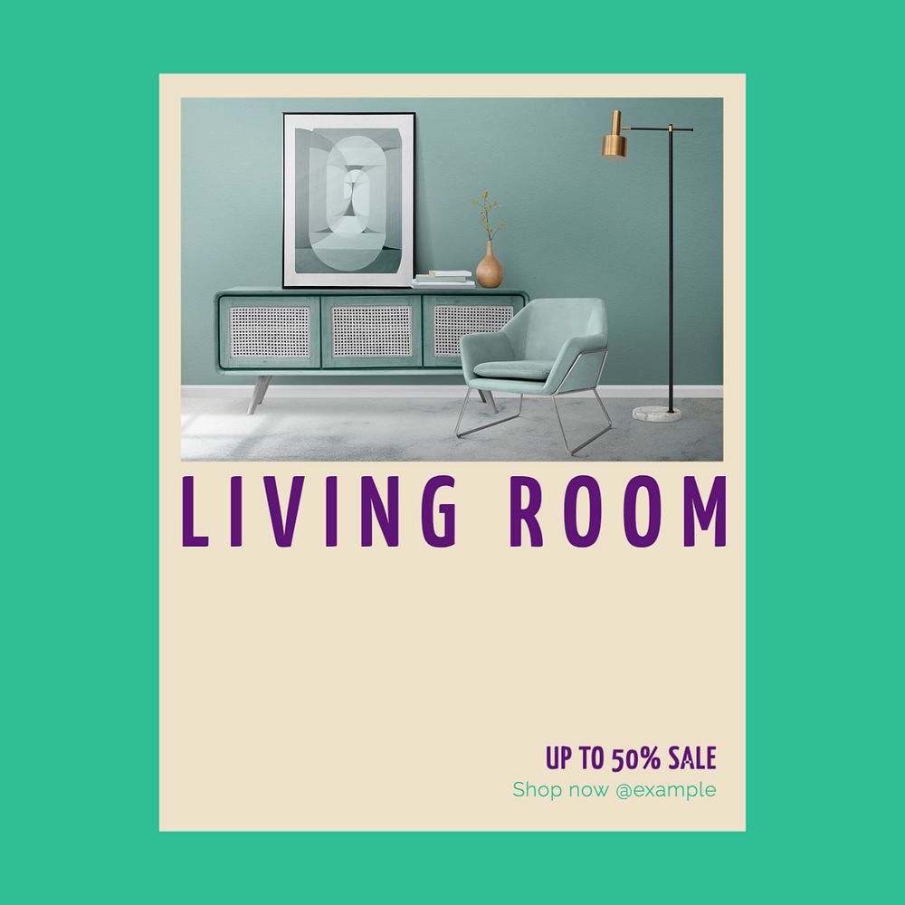 Living room Instagram post template, editable design