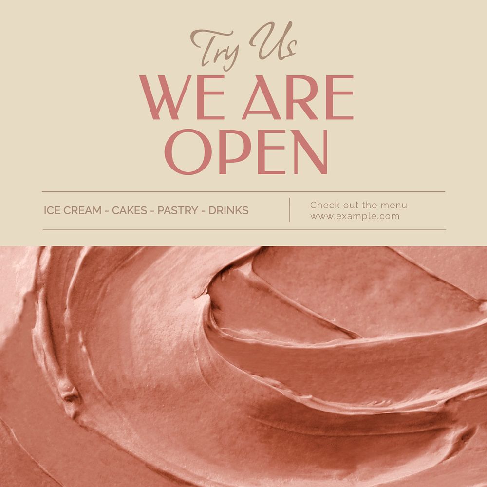 We are open Instagram post template, editable design