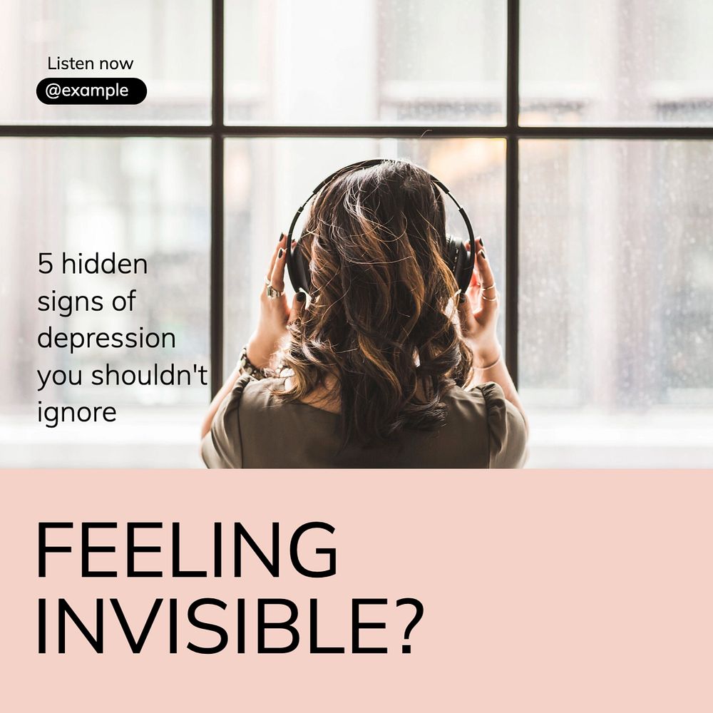 Depression signs Instagram post template, editable design