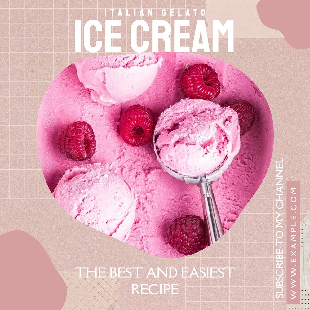 Gelato ice cream Instagram post template, editable design