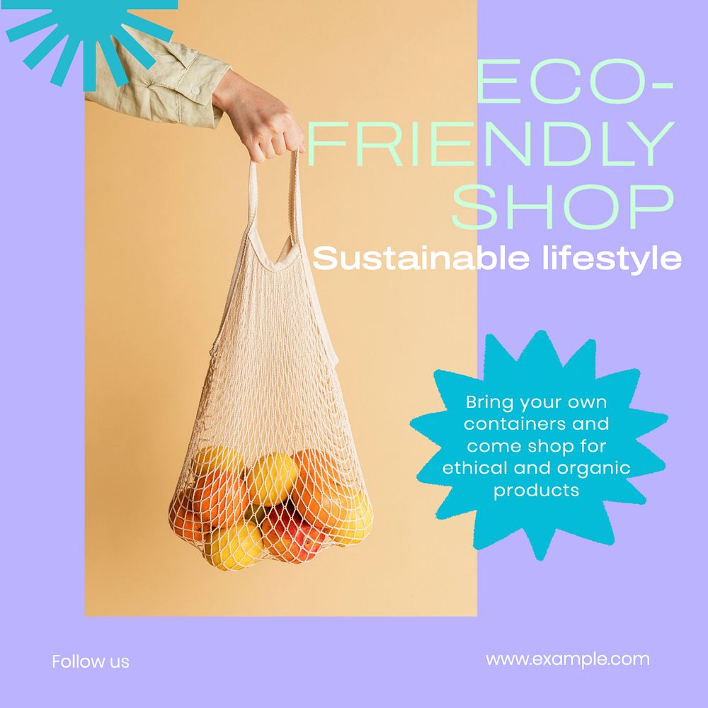 Zero waste shop Instagram post template, editable design