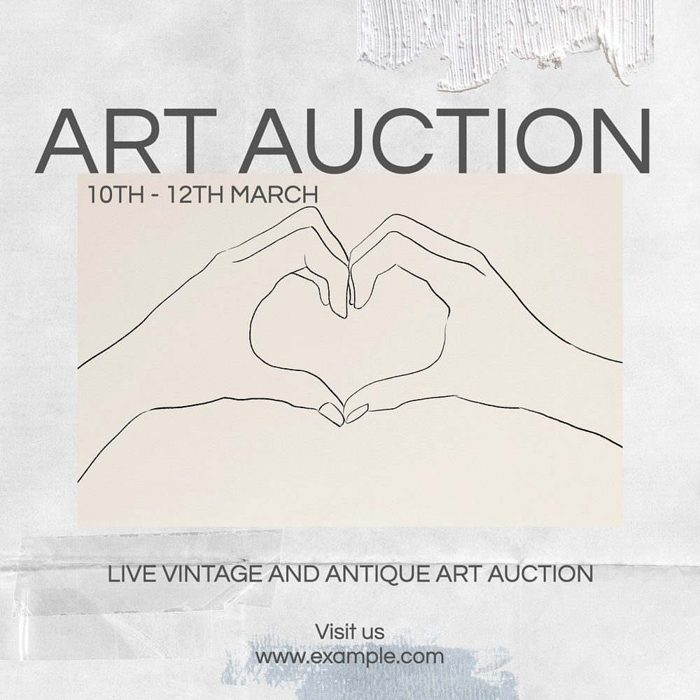 Art auction Instagram post template, editable design