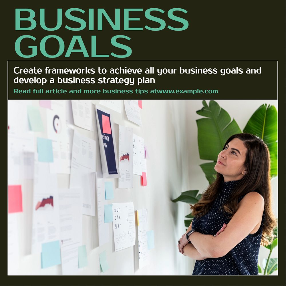 Business goals Instagram post template, editable design