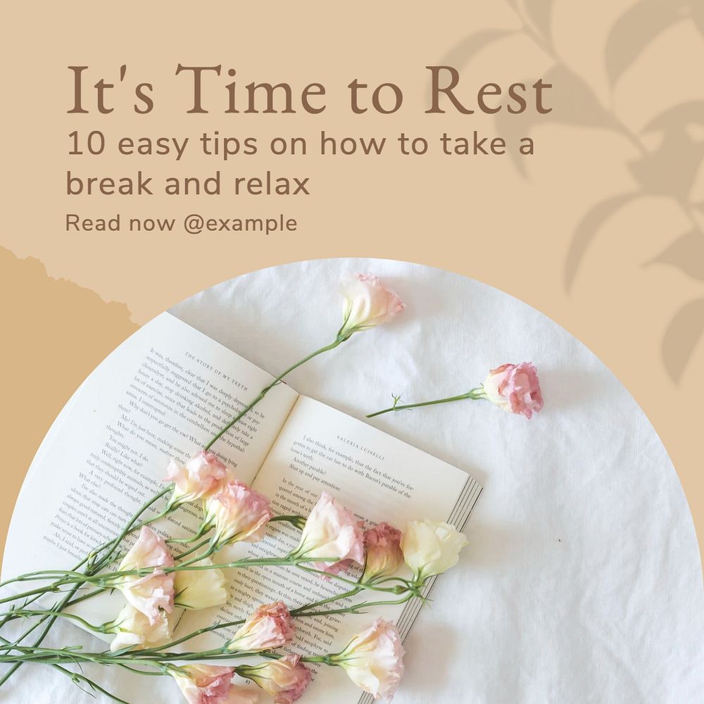 Rest & relax Instagram post template, editable design