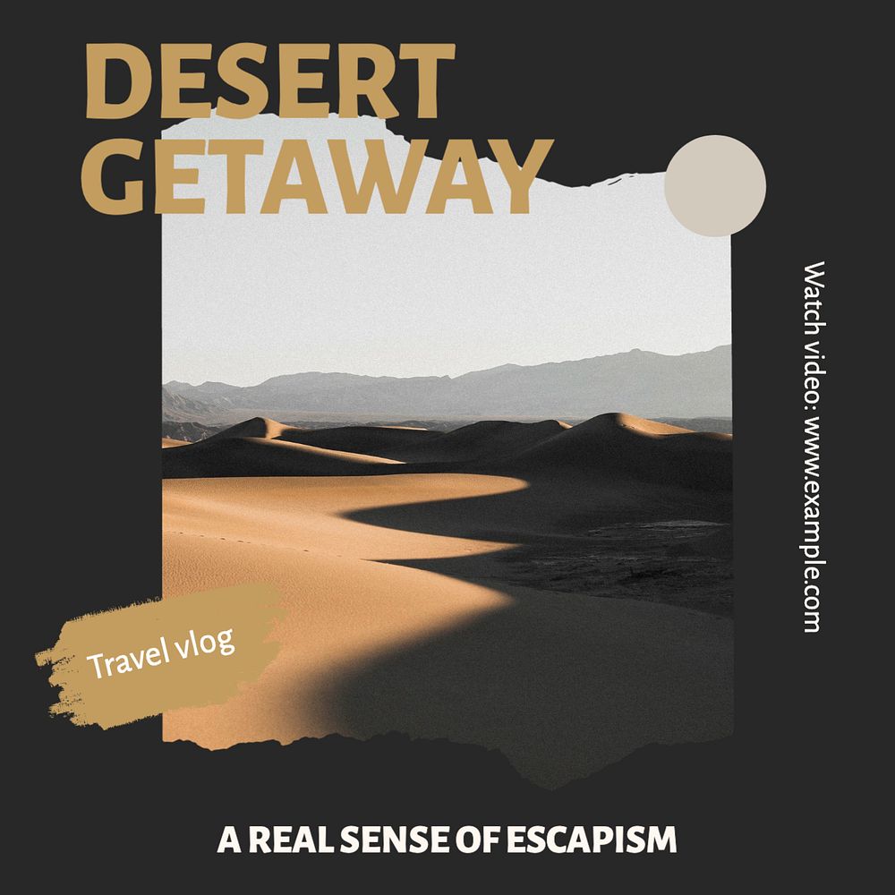 Desert getaway Instagram post template, editable design