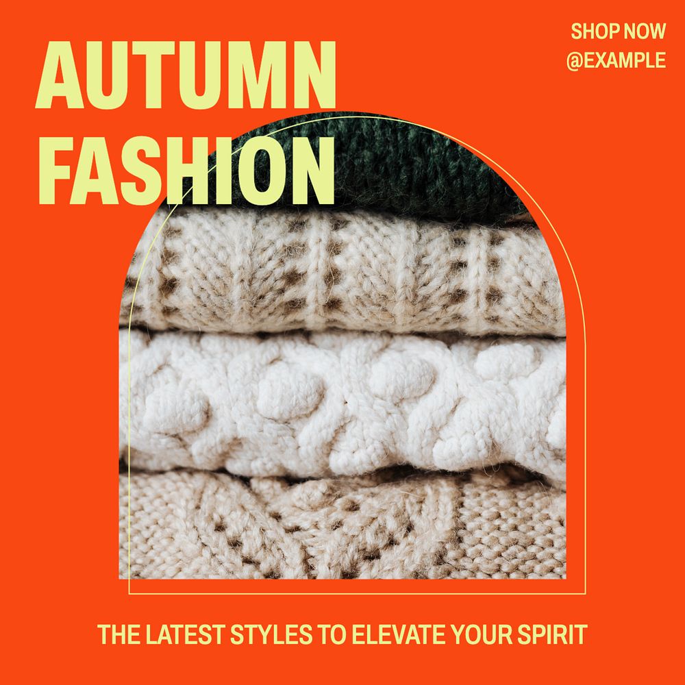 Autumn fashion Instagram post template, editable design