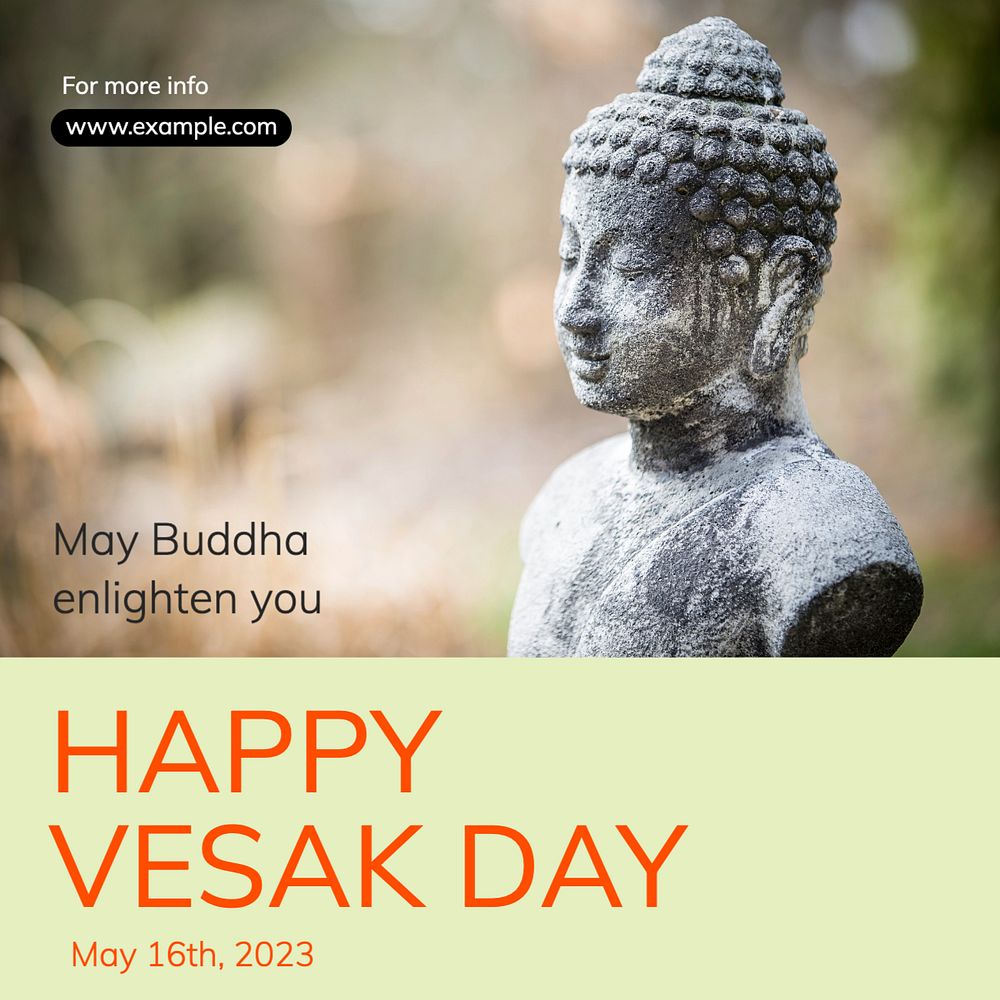 Happy Vesak Day Instagram post template, editable design