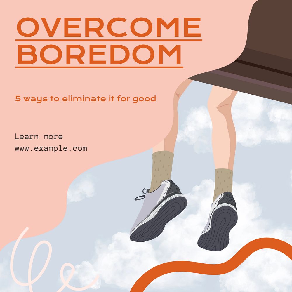 Overcome boredom Instagram post template, editable design