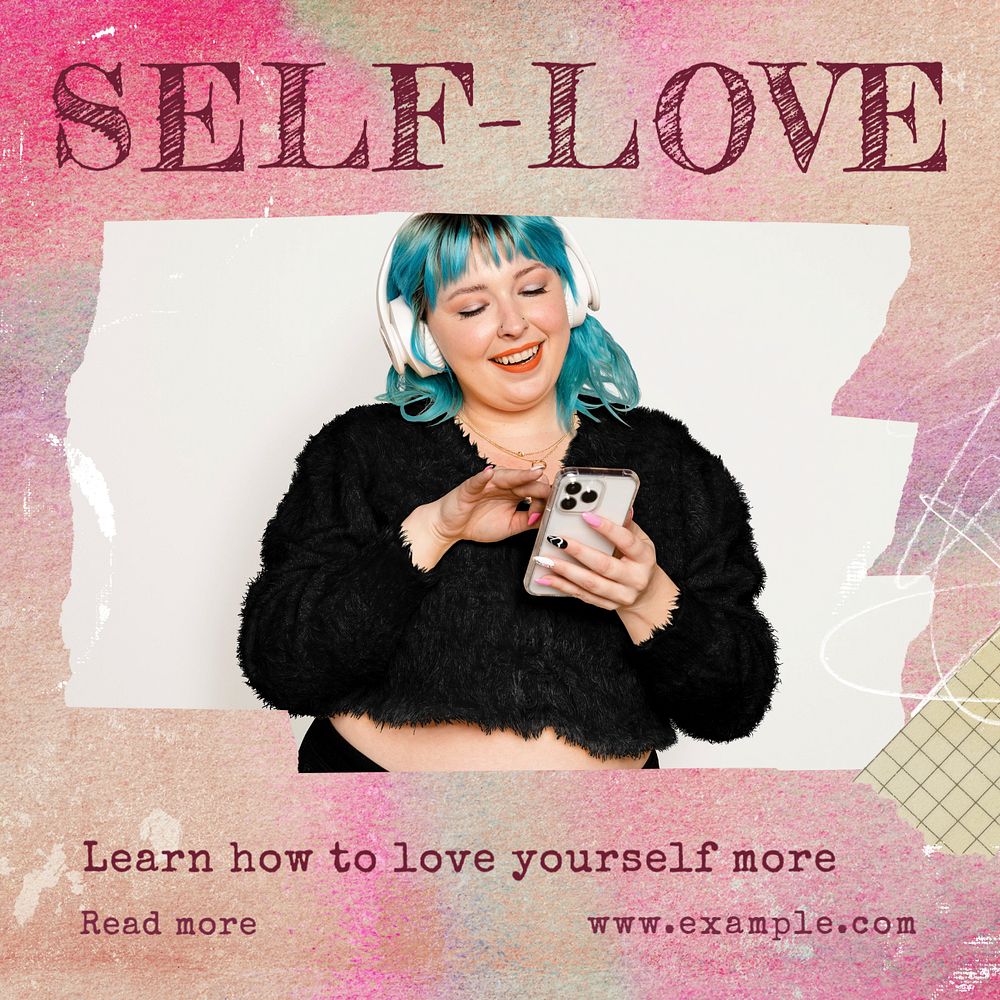 Self love Instagram post template, editable design