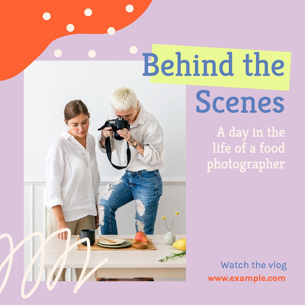 Behind the scenes Instagram post template, editable design