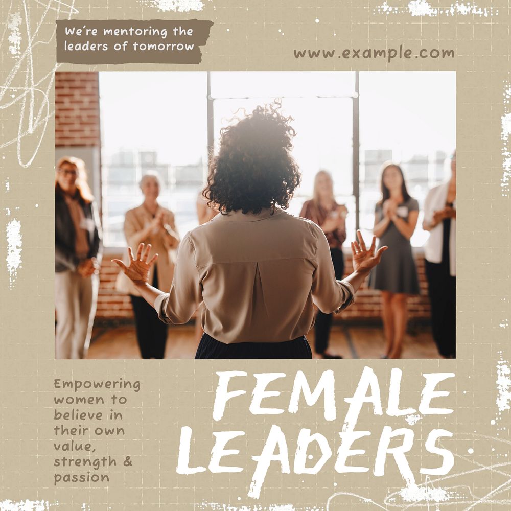 Female leaders Instagram post template, editable design