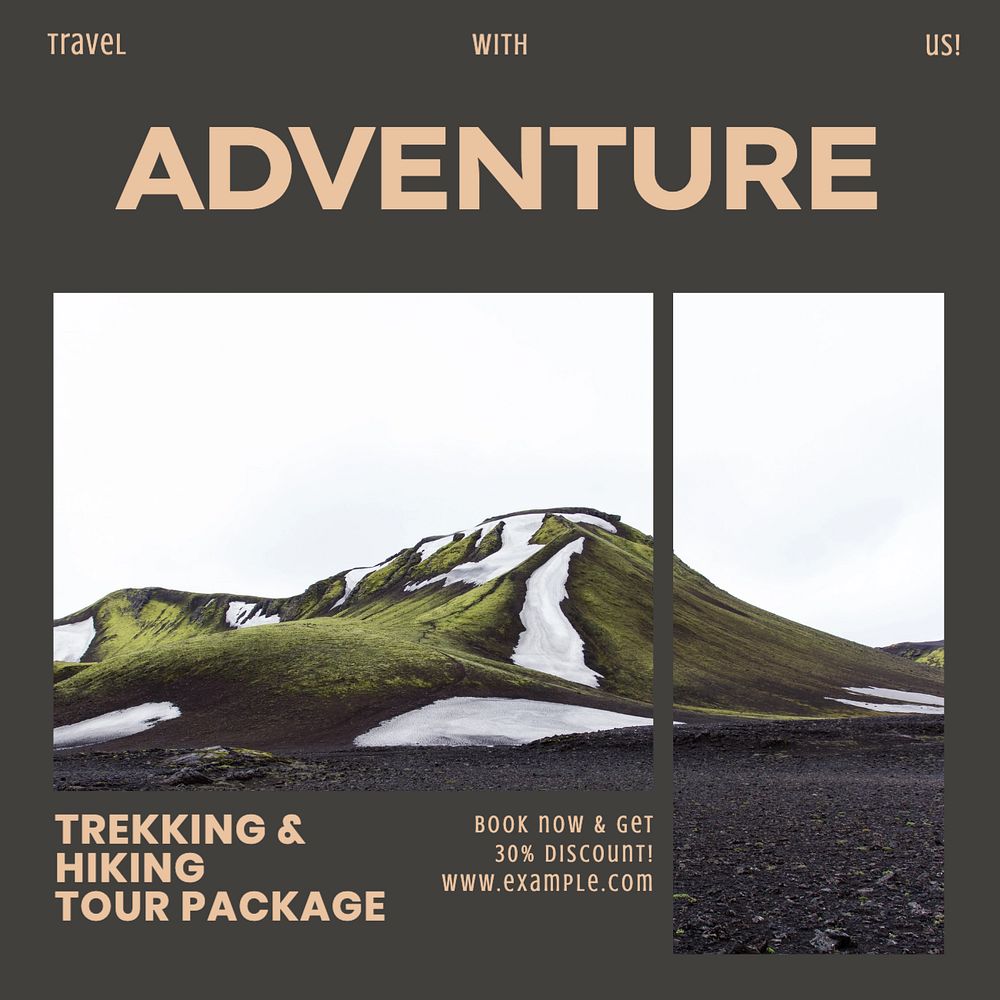 Hiking trips Instagram post template, editable design