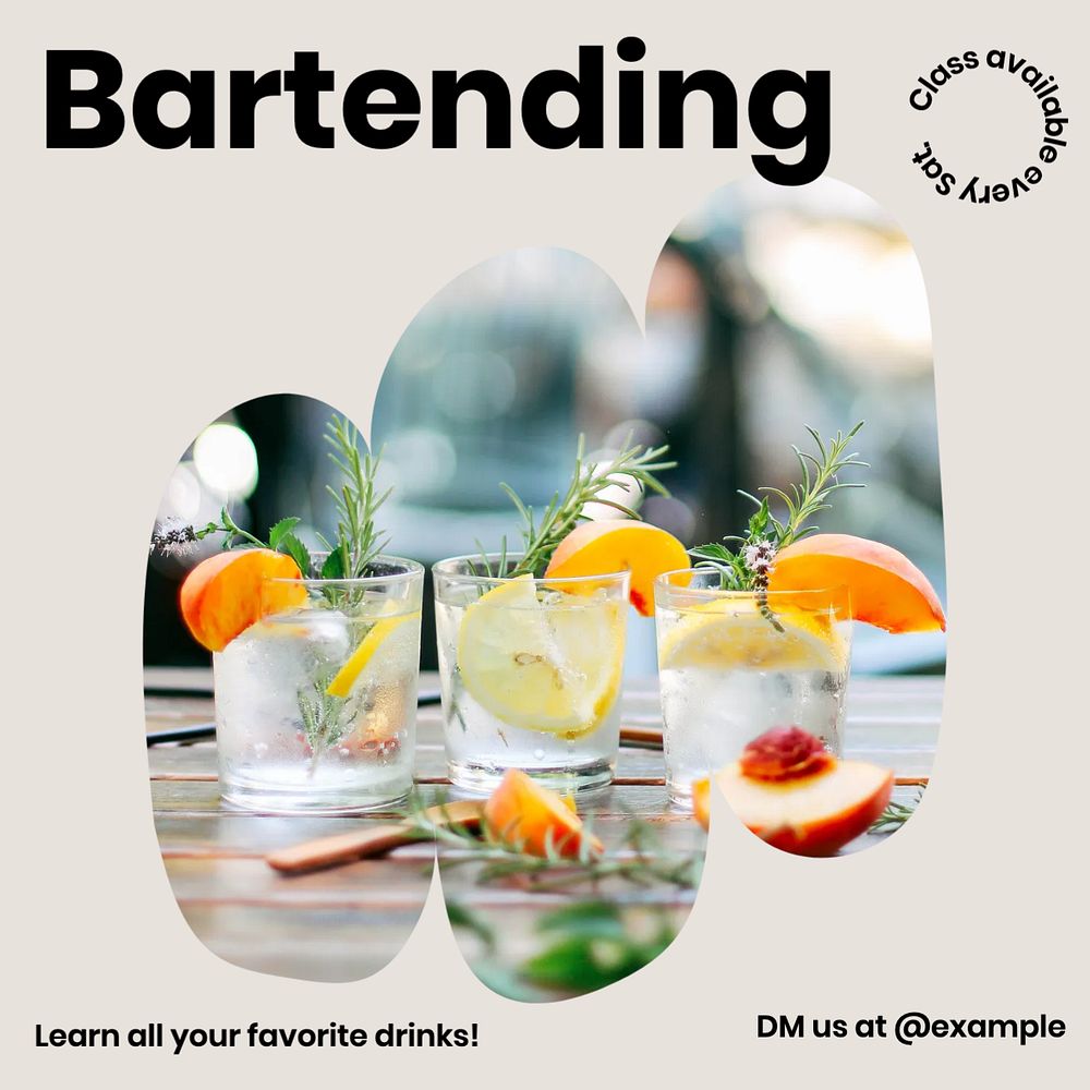 Bartending workshop Instagram post template, editable design