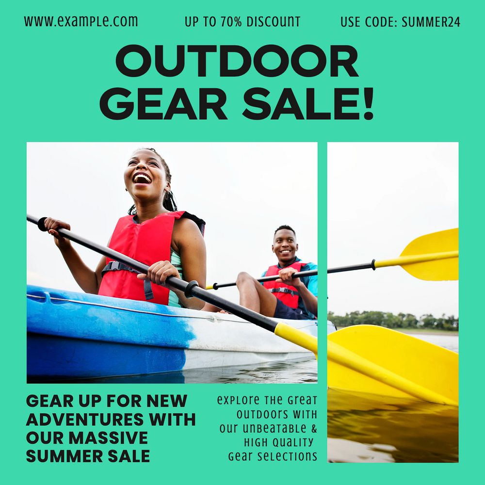 Outdoor gear sale Instagram post template, editable design