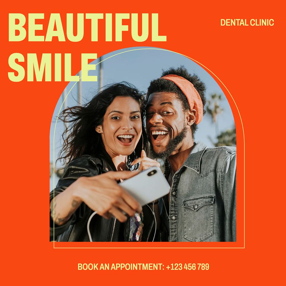 Dental clinic Instagram post template, editable design