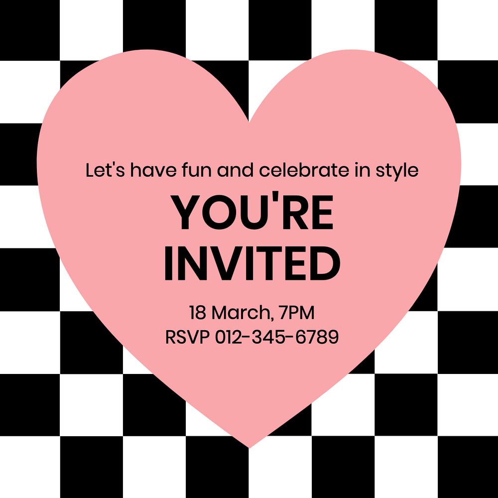 You're invited, editable template for social media post