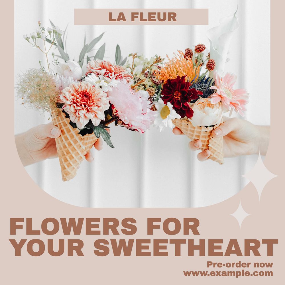 Flowers for love Instagram post template, editable social media design