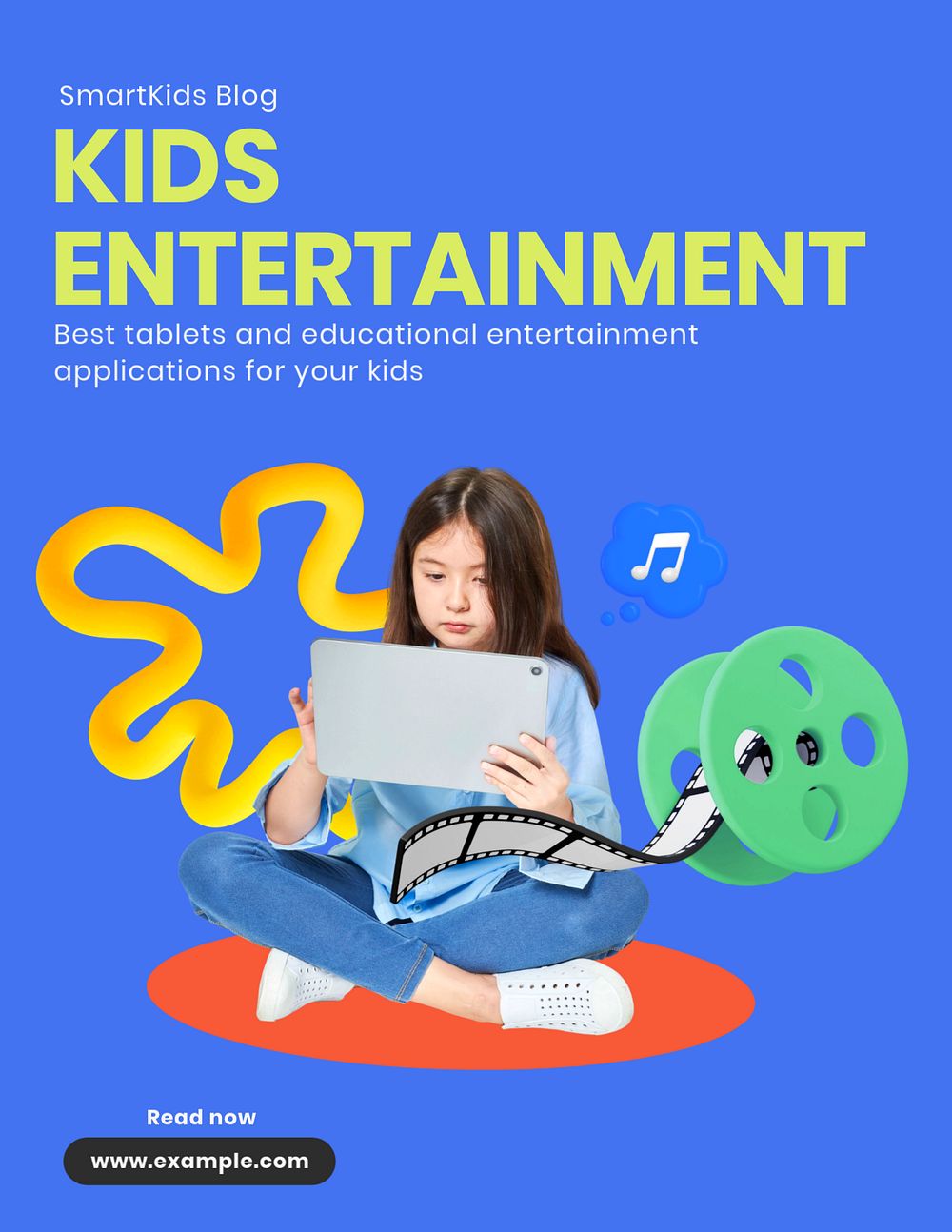 Kids entertainment, editable flyer template