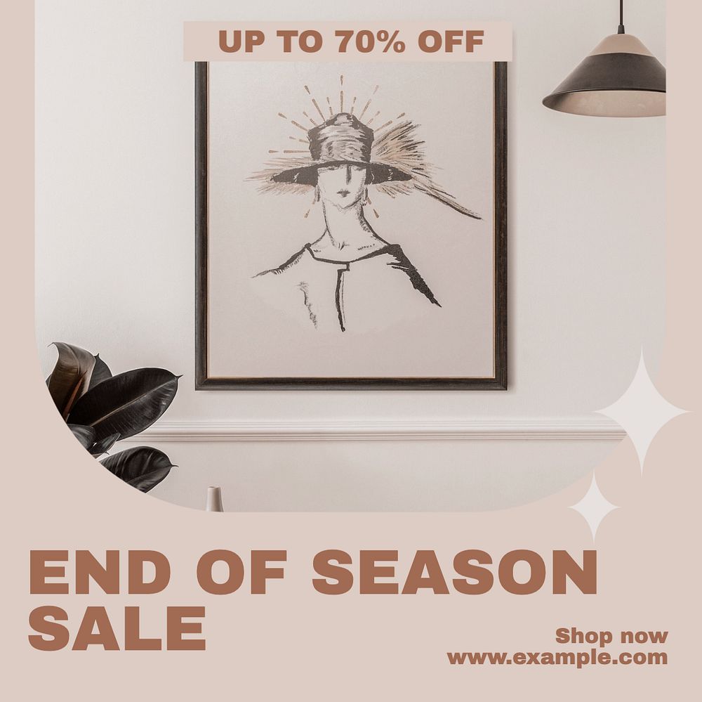 End of season sale Instagram post template, editable design