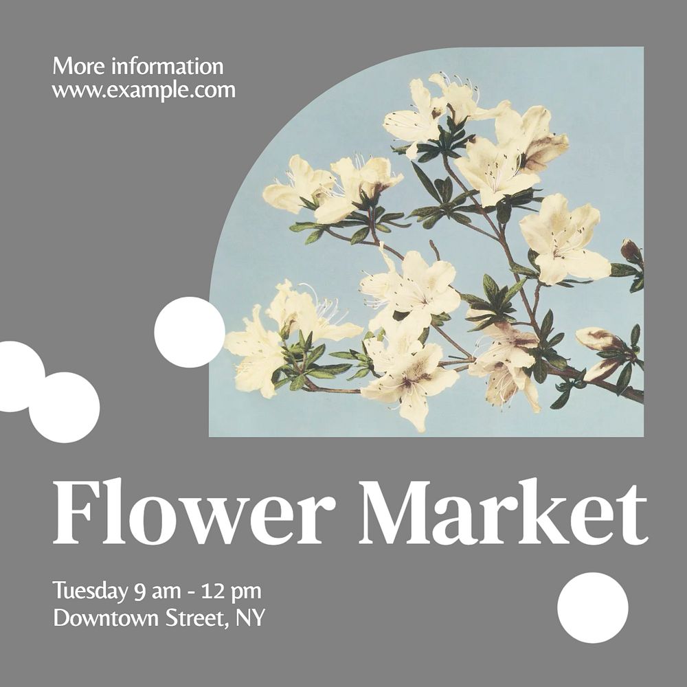 Flower market Instagram post template, editable text