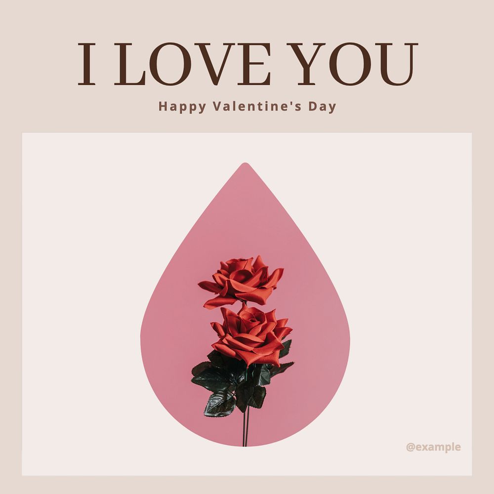 I love you post template, editable text for social media