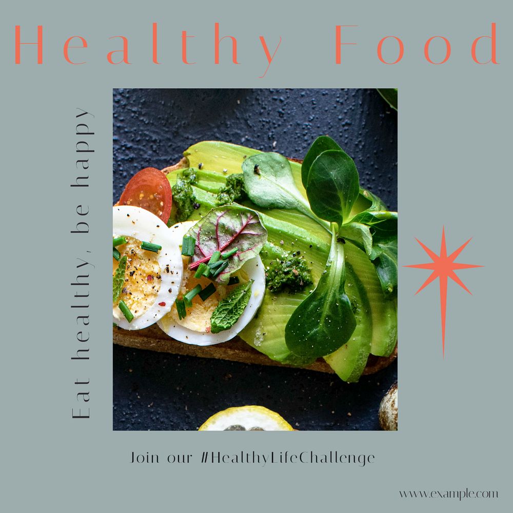 Healthy food Facebook post template, editable design