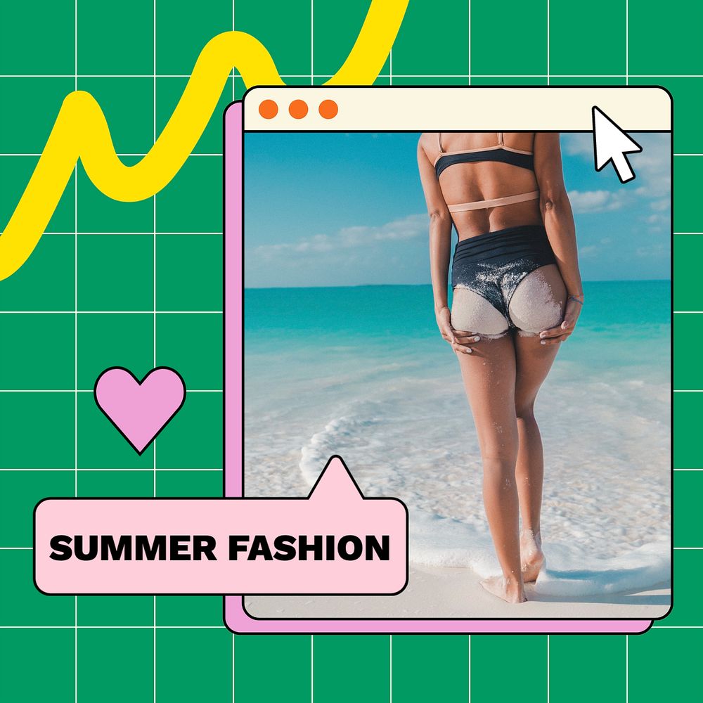 Summer fashion Instagram post template, editable text